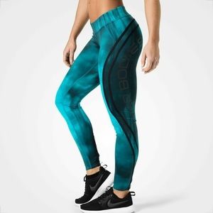 Better Bodies grunge leggings in blue/teal black